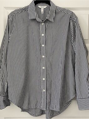SPANX Women's Black and White Striped Blouse Size S